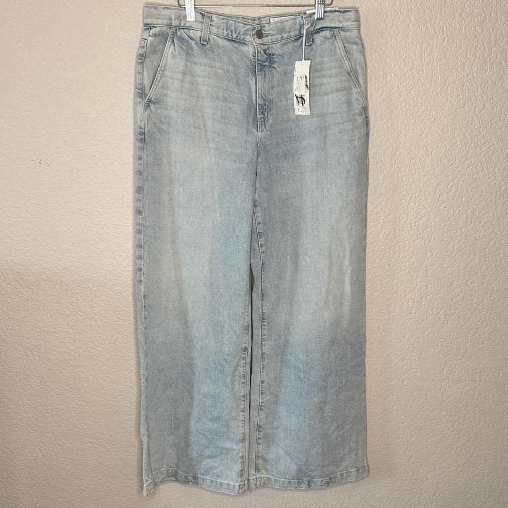 NWT AG Stella Low Slung Palazzo Jeans Light Wash Wide Leg 32 - Picture 2 of 8